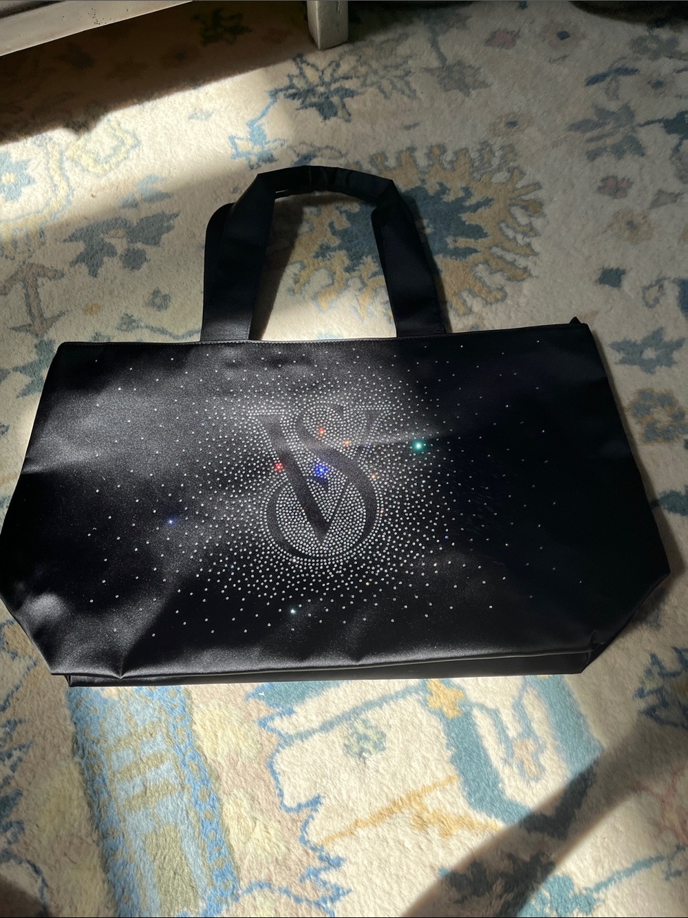 Victoria's Secret Black Crystal-Studded Laptop Tote